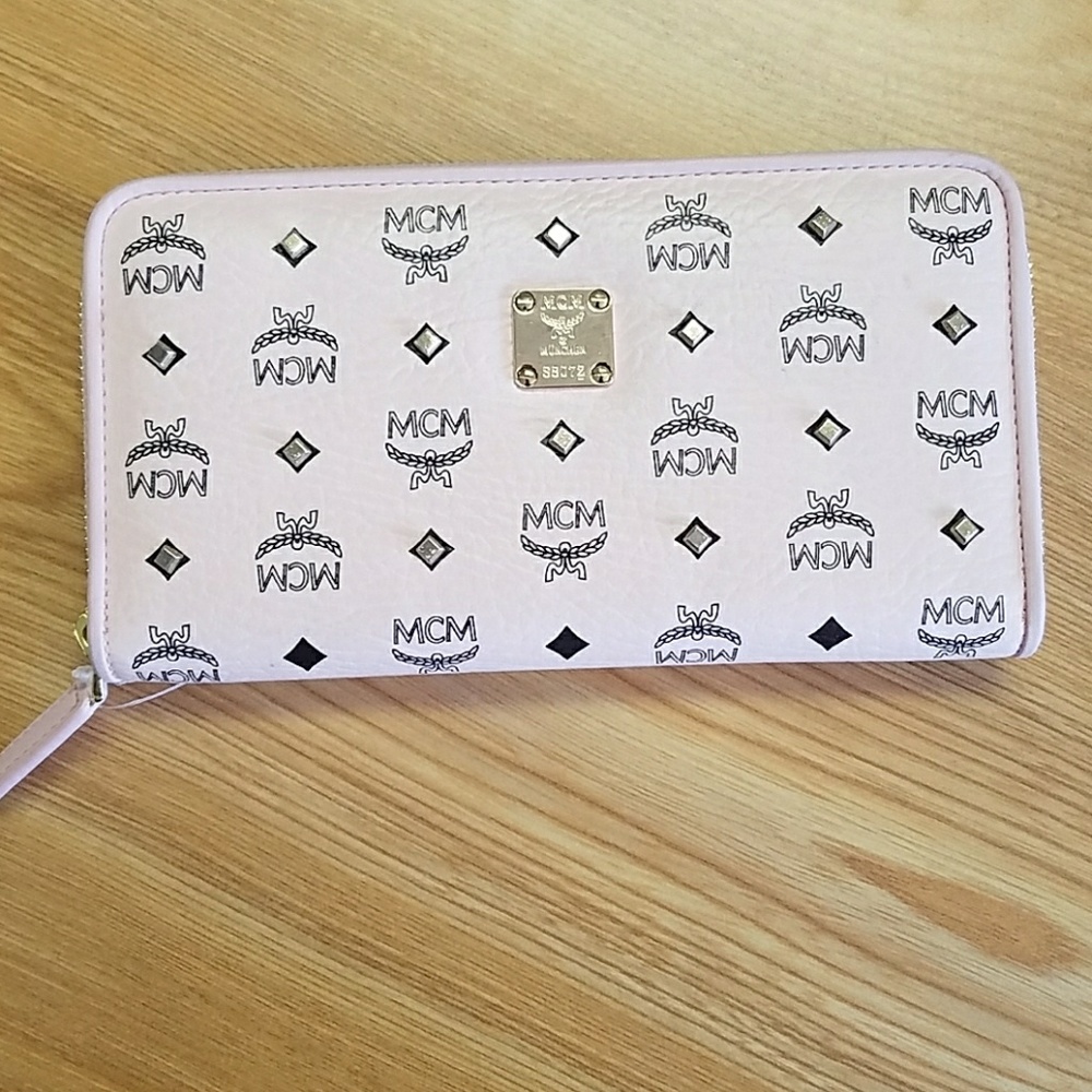 SOLD!!! MCM pink studded wallet